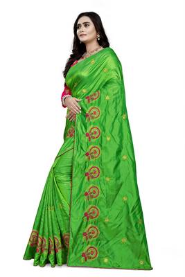 Light Green Embroidered Silk Saree With Blouse 2
