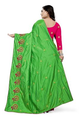 Light Green Embroidered Silk Saree With Blouse 4