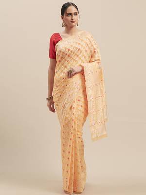Yellow Coloured Solid Cotton Mint Saree With Blouse Piece 1