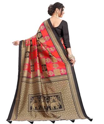 Latest Designer Printed Cotton Poly silk Regular saree with Blouse 3