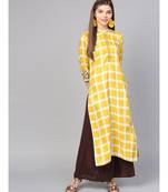 Women yellow Geometric straight Yarn Dyed Rayon Kurta