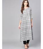 Women White Geometric A-Line Yarn Dyed Rayon Dress