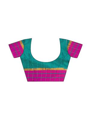 Turquoise Woven Poly Silk Saree With Blouse 5