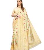 Off White Woven Poly Silk Saree With Blouse