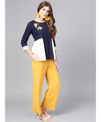 Women navy blue a-line Rayon Top 5
