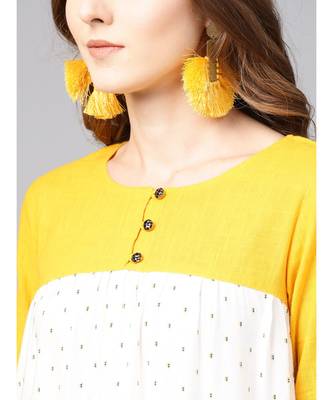 Women white a-line Rayon & cotton slub Top 3