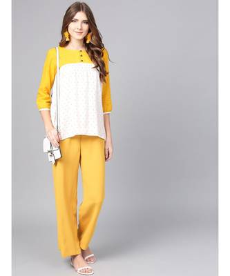 Women white a-line Rayon & cotton slub Top 4