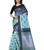 Light Green Printed Art Silk Saree With Blouse