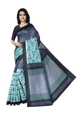 Light Green Printed Art Silk Saree With Blouse 2