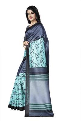Light Green Printed Art Silk Saree With Blouse 3