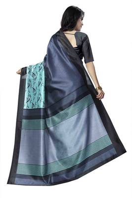 Light Green Printed Art Silk Saree With Blouse 4