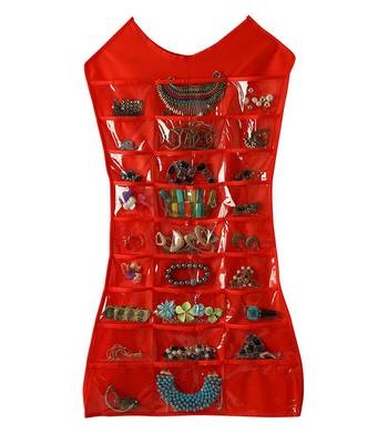 Atorakushon Designs Hanging Double Sided Chains Watch Cosmetics Accessories Storage MakeUp Pouch Vanity kit Red 1
