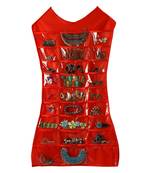 Atorakushon Designs Hanging Double Sided Chains Watch Cosmetics Accessories Storage MakeUp Pouch Vanity kit Red