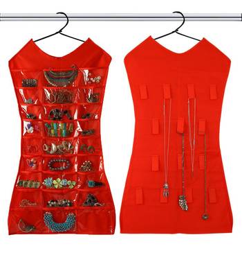 Atorakushon Designs Hanging Double Sided Chains Watch Cosmetics Accessories Storage MakeUp Pouch Vanity kit Red 2