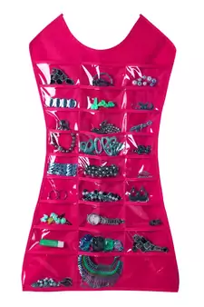 Atorakushon Designs Hanging Double Sided Chains Watch Cosmetics Accessories Storage MakeUp Pouch Vanity kit PINK