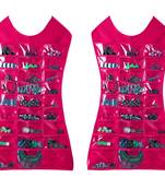 Atorakushon Designs Hanging Double Sided Chains Watch Cosmetics Accessories Storage MakeUp Pouch Vanity kit 2pcs pink