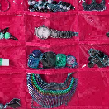 Atorakushon Designs Hanging Double Sided Chains Watch Cosmetics Accessories Storage MakeUp Pouch Vanity kit 2pcs pink 5