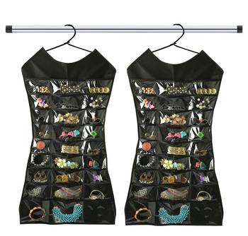 Atorakushon Designs Hanging Double Sided Chains Watch Cosmetics Accessories Storage MakeUp Pouch Vanity kit 2pcs black 1