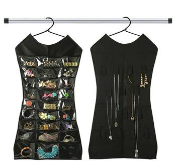 Atorakushon Designs Hanging Double Sided Chains Watch Cosmetics Accessories Storage MakeUp Pouch Vanity kit 2pcs black 2