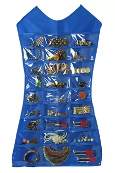 Atorakushon Designs Hanging Double Sided Chains Watch Cosmetics Accessories Storage MakeUp Pouch Vanity kit blue