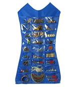 Atorakushon Designs Hanging Double Sided Chains Watch Cosmetics Accessories Storage MakeUp Pouch Vanity kit blue
