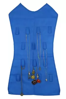 Atorakushon Designs Hanging Double Sided Chains Watch Cosmetics Accessories Storage MakeUp Pouch Vanity kit blue