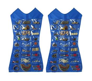 Atorakushon Designs Hanging Double Sided Chains Watch Cosmetics Accessories Storage MakeUp Pouch Vanity kit  2pcs Blue 1