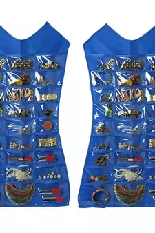 Atorakushon Designs Hanging Double Sided Chains Watch Cosmetics Accessories Storage MakeUp Pouch Vanity kit  2pcs Blue
