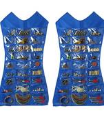 Atorakushon Designs Hanging Double Sided Chains Watch Cosmetics Accessories Storage MakeUp Pouch Vanity kit  2pcs Blue