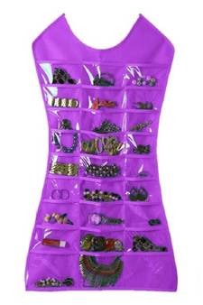 Atorakushon Designs Hanging Double Sided Chains Watch Cosmetics Accessories Storage MakeUp Pouch Vanity kit purple