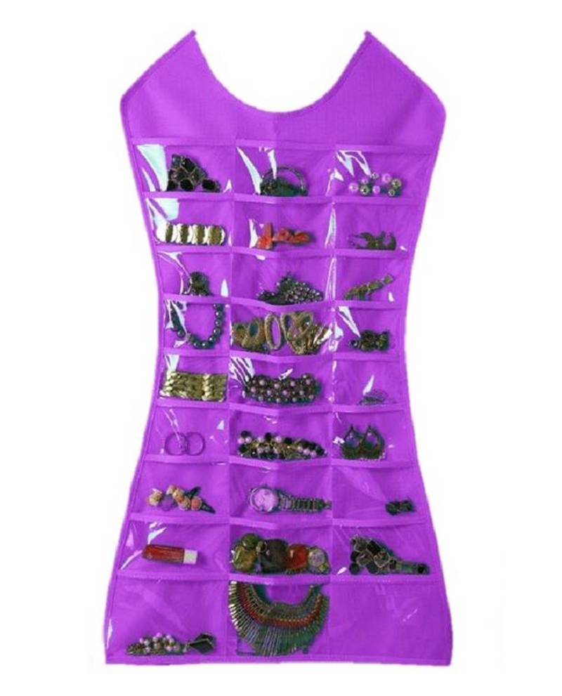 Atorakushon Designs Hanging Double Sided Chains Watch Cosmetics Accessories Storage MakeUp Pouch Vanity kit purple