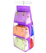 Atorakushon   6Pocket Large Clear Purse Handbag Hanging Storage Bag Hangers Holder Accessories Storage Pouch Purple