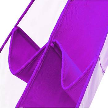 Atorakushon   6Pocket Large Clear Purse Handbag Hanging Storage Bag Hangers Holder Accessories Storage Pouch Purple 2