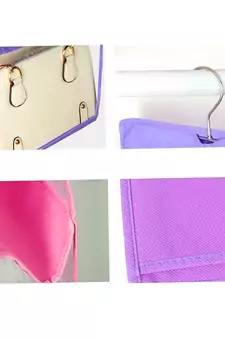 Atorakushon   6Pocket Large Clear Purse Handbag Hanging Storage Bag Hangers Holder Accessories Storage Pouch 2pcs Purple