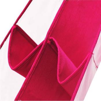 Atorakushon   6Pocket Large Clear Purse Handbag Hanging Storage Bag Hangers Holder Accessories Storage Pouch pink 3