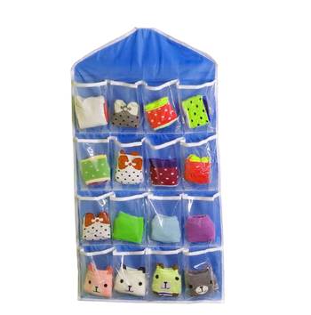 Atorakushon    Multifunction Wardrobe Clear 16 Pockets Socks Shoe Toy Underwear Jewellery Sorting Storage Bag blue 1