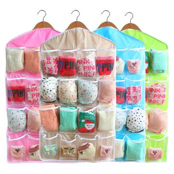 Atorakushon    Multifunction Wardrobe Clear 16 Pockets Socks Shoe Toy Underwear Jewellery Sorting Storage Bag blue 4