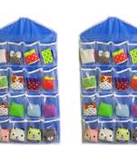 Atorakushon    Multifunction Wardrobe Clear 16 Pockets Socks Shoe Toy Underwear Jewellery Sorting Storage Bag  2pcs Blue