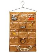 Atorakushon Clear 13 Pockets Dressing Kit Wall hanging Jewellery Storage Bag Makeup organizer daily use kit 1( Gold )