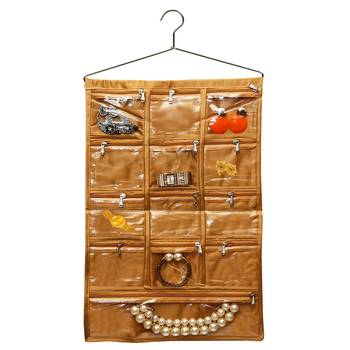 Atorakushon Clear 13 Pockets Dressing Kit Wall hanging Jewellery Storage Bag Makeup organizer daily use kit gold 2pcs 3