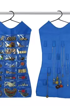 Atorakushon Designs Hanging Double Sided Chains Watch Cosmetics Accessories Storage MakeUp Pouch Vanity kit  2pcs Blue
