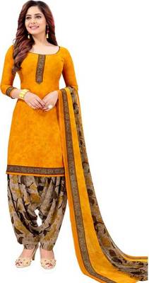 Yellow printed crepe salwar 2