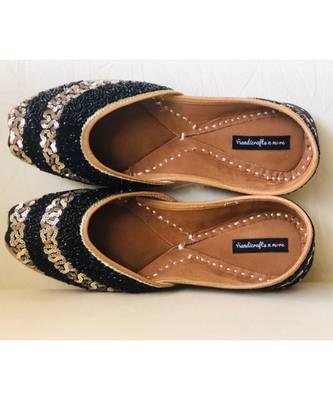 Black Gold embellished sequinned wedding shoes, Beaded Bridal footwear 2