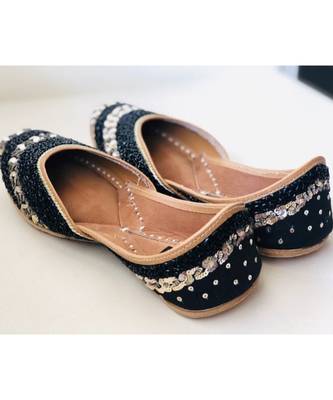 Black Gold embellished sequinned wedding shoes, Beaded Bridal footwear 1