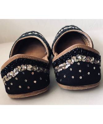 Black Gold embellished sequinned wedding shoes, Beaded Bridal footwear 3