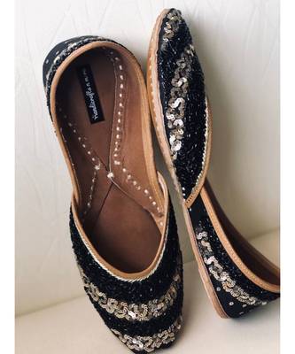 Black Gold embellished sequinned wedding shoes, Beaded Bridal footwear 6