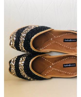 Black Gold embellished sequinned wedding shoes, Beaded Bridal footwear 7