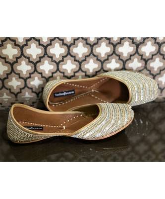 Silver Sequin Women Party Shoes, Silver Bridal Women Jutti, Indian Ethnic Shoes 6