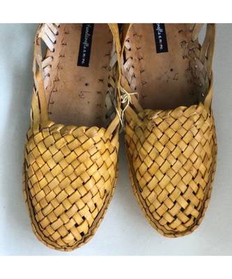 Woven Mules/ Criss Cross Leather Women Shoes/ Light Brown Women FlatsFlats 2