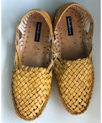 Woven Mules/ Criss Cross Leather Women Shoes/ Light Brown Women FlatsFlats 3